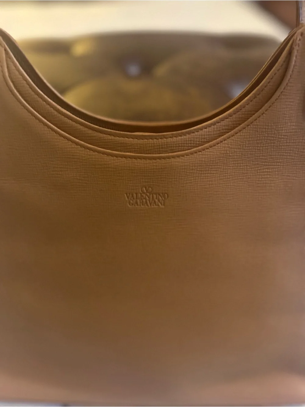 Authentic Vintage Valentino Garavani Tan Leather Hobo-Style Bag